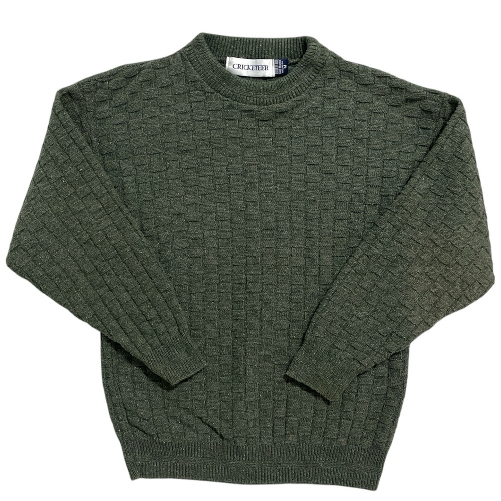CRICKETEER Green Sweater Made in USA 100%‎ Cotton Hand Framed Men’s Medium